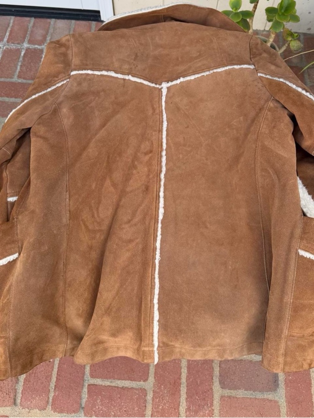 Vintage Pioneer Wear Men's suede leather coat size 38 m brown leather sherpa - Picture 8 of 8
